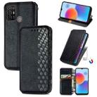 For ZTE Blade A52 Cubic Grid Pressed Magnetic Leather Phone Case(Black) - 1