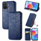 For ZTE Blade A52 Cubic Grid Pressed Magnetic Leather Phone Case(Blue) - 1