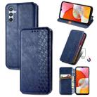 For Samsung Galaxy A14 4G Cubic Grid Pressed Magnetic Leather Phone Case(Blue) - 1