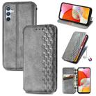 For Samsung Galaxy A14 4G Cubic Grid Pressed Magnetic Leather Phone Case(Gray) - 1