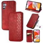For Samsung Galaxy A14 4G Cubic Grid Pressed Magnetic Leather Phone Case(Red) - 1