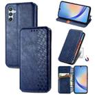 For Samsung Galaxy A34 5G Cubic Grid Pressed Magnetic Leather Phone Case(Blue) - 1