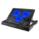 S300 3 Fan Adjustable Wind Speed Desktop Laptop Cooling Pad with Holder(Blue) - 1