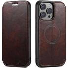 For iPhone 12 Pro Max Suteni J05 Leather Magnetic Magsafe Phone Case(Brown) - 1