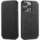 For iPhone 13 Suteni J06 Retro Matte Litchi Texture Leather Magnetic Magsafe Phone Case(Black) - 1