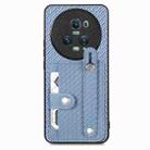 For Honor Magic5 Pro Wristband Kickstand Card Wallet Back Cover Phone Case with Tool Knife(Blue) - 1