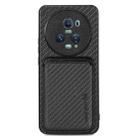 For Honor Magic5 Pro Carbon Fiber Leather Card Magsafe Magnetic Phone Case(Black) - 1