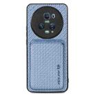 For Honor Magic5 Pro Carbon Fiber Leather Card Magsafe Magnetic Phone Case(Blue) - 1