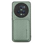 For Honor Magic5 Pro Carbon Fiber Leather Card Magsafe Magnetic Phone Case(Green) - 1