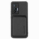 FOr vivo X70 Carbon Fiber Leather Card Magsafe Magnetic Phone Case(Black) - 1