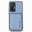 FOr vivo X70 Carbon Fiber Leather Card Magsafe Magnetic Phone Case(Blue) - 1