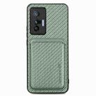 FOr vivo X70 Carbon Fiber Leather Card Magsafe Magnetic Phone Case(Green) - 1