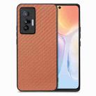 For vivo X70 Carbon Fiber Texture Leather Back Cover Phone Case(Brown) - 1