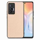 For vivo X70 Carbon Fiber Texture Leather Back Cover Phone Case(Khaki) - 1