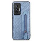 For vivo X90 Pro Carbon Fiber Horizontal Flip Zipper Wallet Phone Case(Blue) - 1