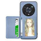 For Honor 80 Carbon Fiber Magnetic Card Bag Phone Case(Blue) - 1
