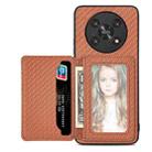 For Honor Magic4 Lite Carbon Fiber Magnetic Card Bag Phone Case(Brown) - 1