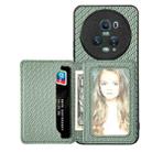 For Honor Magic5 Pro Carbon Fiber Magnetic Card Bag Phone Case(Green) - 1