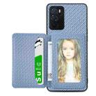 For OPPO A16 Carbon Fiber Magnetic Card Bag Phone Case(Blue) - 1