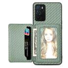 For OPPO A16 Carbon Fiber Magnetic Card Bag Phone Case(Green) - 1