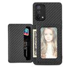 For OPPO A74 5G Carbon Fiber Magnetic Card Bag Phone Case(Black) - 1