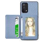 For OPPO A74 5G Carbon Fiber Magnetic Card Bag Phone Case(Blue) - 1