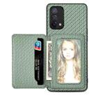 For OPPO A74 5G Carbon Fiber Magnetic Card Bag Phone Case(Green) - 1