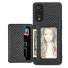 For OPPO A78 Carbon Fiber Magnetic Card Bag Phone Case(Black) - 1
