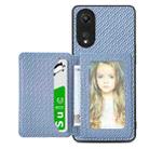 For OPPO A78 Carbon Fiber Magnetic Card Bag Phone Case(Blue) - 1