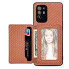 For OPPO A94 5G Carbon Fiber Magnetic Card Bag Phone Case(Brown) - 1