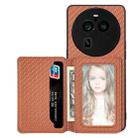 For OPPO Find X6 Pro Carbon Fiber Magnetic Card Bag Phone Case(Brown) - 1