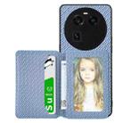 For OPPO Find X6 Carbon Fiber Magnetic Card Bag Phone Case(Blue) - 1