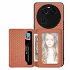 For OPPO Find X6 Carbon Fiber Magnetic Card Bag Phone Case(Brown) - 1