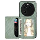 For OPPO Find X6 Carbon Fiber Magnetic Card Bag Phone Case(Green) - 1