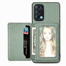 For OPPO Reno5 5G Carbon Fiber Magnetic Card Bag Phone Case(Green) - 1