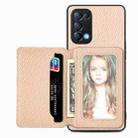 For OPPO Reno5 5G Carbon Fiber Magnetic Card Bag Phone Case(Khaki) - 1