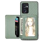 For OPPO Reno7 5G Carbon Fiber Magnetic Card Bag Phone Case(Green) - 1