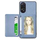 For OPPO Reno8 T 4G Carbon Fiber Magnetic Card Bag Phone Case(Blue) - 1
