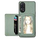 For OPPO Reno8 T 4G Carbon Fiber Magnetic Card Bag Phone Case(Green) - 1