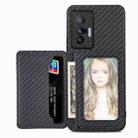 For  vivo X70 Carbon Fiber Magnetic Card Bag Phone Case(Black) - 1