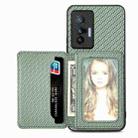 For  vivo X70 Carbon Fiber Magnetic Card Bag Phone Case(Green) - 1