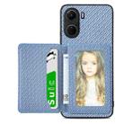 For vivo Y16 Carbon Fiber Magnetic Card Bag Phone Case(Blue) - 1