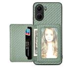 For vivo Y16 Carbon Fiber Magnetic Card Bag Phone Case(Green) - 1