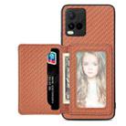 For vivo Y21 Carbon Fiber Magnetic Card Bag Phone Case(Brown) - 1
