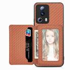 For Xiaomi 13 Lite Carbon Fiber Magnetic Card Bag Phone Case(Brown) - 1