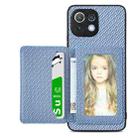 For Xiaomi Mi 11 Lite Carbon Fiber Magnetic Card Bag Phone Case(Blue) - 1