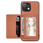 For Xiaomi Mi 11 Lite Carbon Fiber Magnetic Card Bag Phone Case(Brown) - 1
