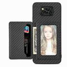 For Xiaomi Poco X3 NFC Carbon Fiber Magnetic Card Bag Phone Case(Black) - 1