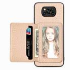 For Xiaomi Poco X3 NFC Carbon Fiber Magnetic Card Bag Phone Case(Khaki) - 1