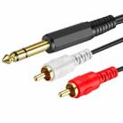 JUNSUNMAY 6.35mm Male TRS Stereo Plug to 2 RCA Phono Male Audio Cable Connector, Length:1.5m - 1